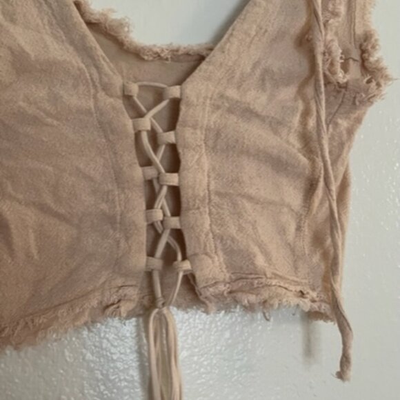 Cotton Corset lace up Crop Top - Picture 6 of 7